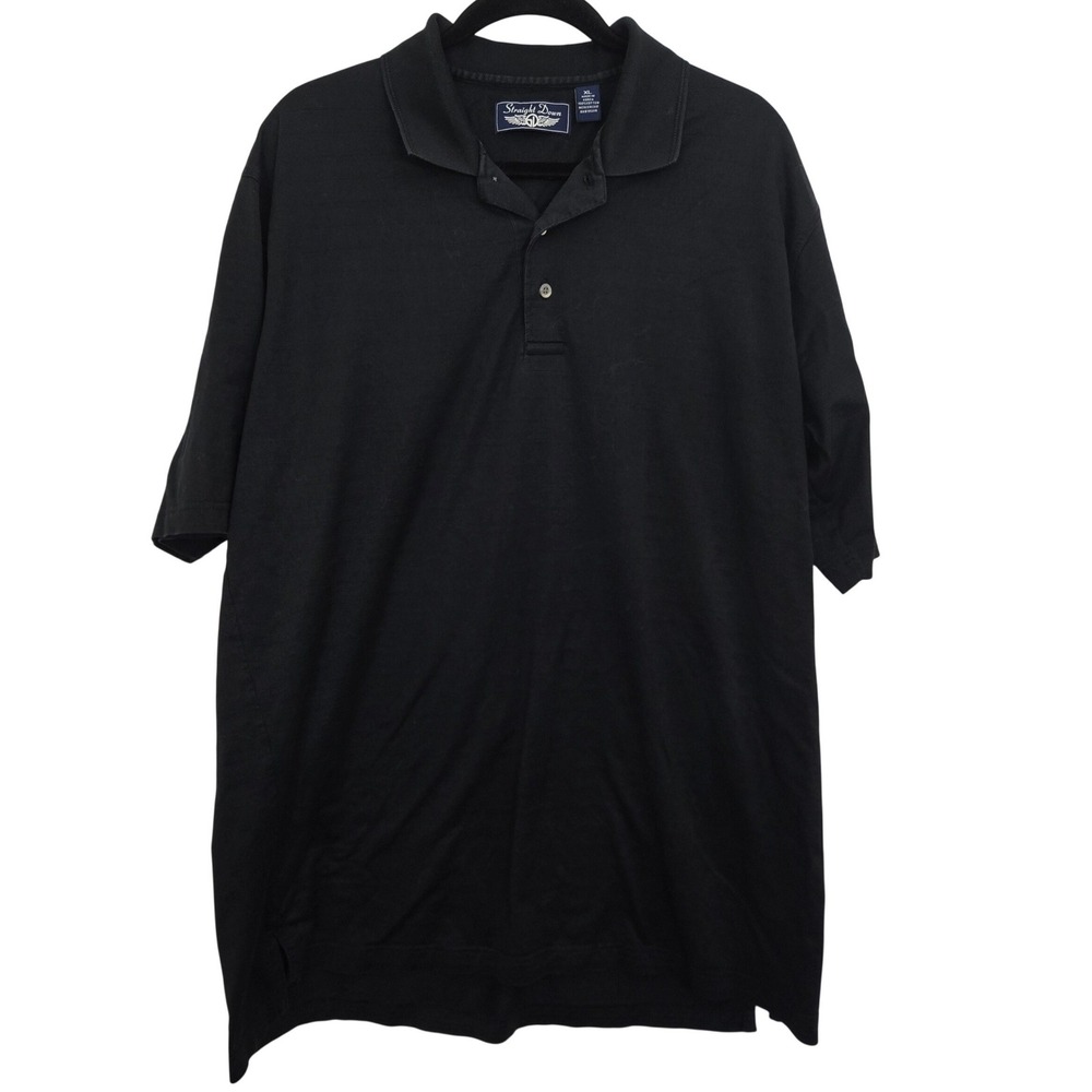 Straight Down Golf Shirt Mens XL Black Mercerized Cotton Valencia CC Polo‎